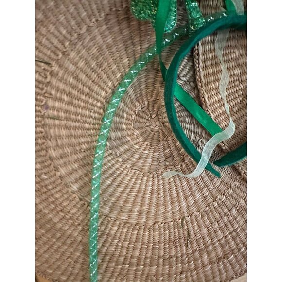 St. Patrick’s Day Shamrock Headbands – Glittery Green with Ribbons - Picture 4 of 6